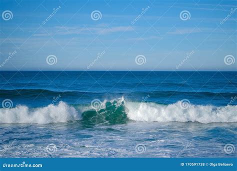 Large Ocean Waves on a Clear Sunny Day Stock Photo - Image of holiday ...