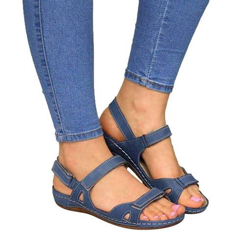 Women's Orthopedic Open Toe Leather Sandals, Plantar Fasciitis Arch ...