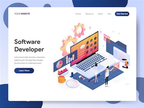 Software developer banner of landing page Vector | Premium Download