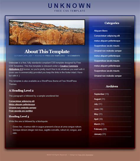 Free Unknown Website Template - Free Website Templates, HTML5 & CSS Templates & Open Source ...