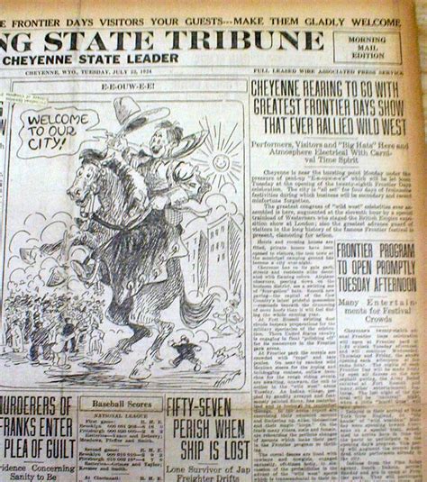 9 BEST 1924 Cheyenne WYOMING newspapers w LOCAL coverage of FRONTIER ...