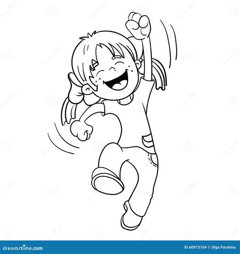 Coloring Page Outline Of A Jumping Girl Stock Vector - Image: 60973104