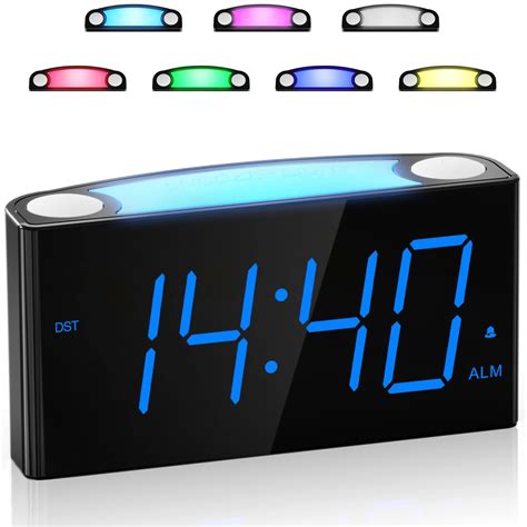 Buy Digital Alarm Clock for Bedroom - 7 Color Night Light,2 USB ...