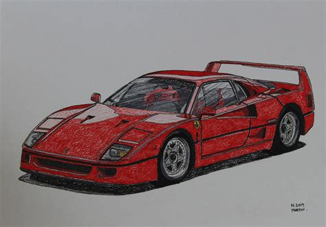 Ferrari F40 Drawing, Original A4 Size Hand-drawn Drawing not a Print ...