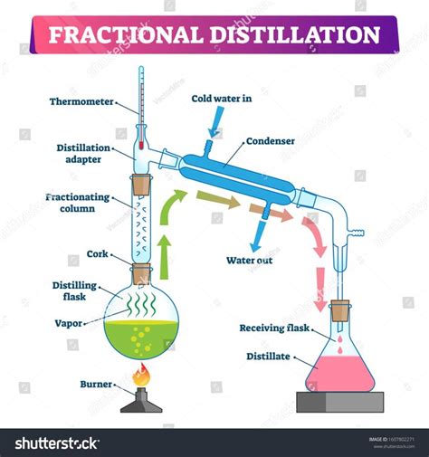 Fractional Distillation Vector Illustration Labeled Educational Stock Vector (Royalty Free ...