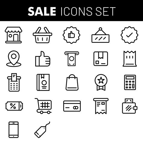 Black and White Sale icon set in flat style. 20718514 Vector Art at Vecteezy