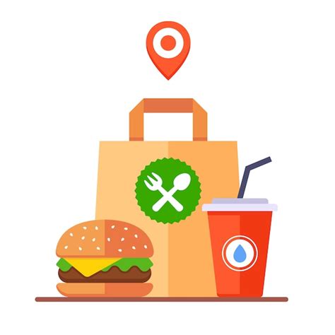 Premium Vector | Fast takeaway food. paper bag for delivery. flat illustration.