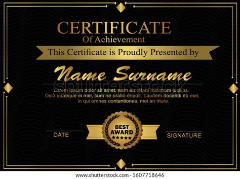 Premium Golden Black Certificate Template Design: vector de stock ...