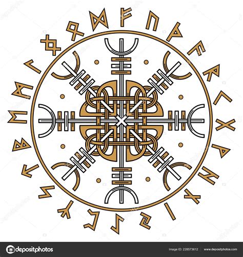 Aegishjalmur Helm Awe Helm Terror Icelandic Magical Staves Scandinavian Runes ⬇ Vector Image by ...