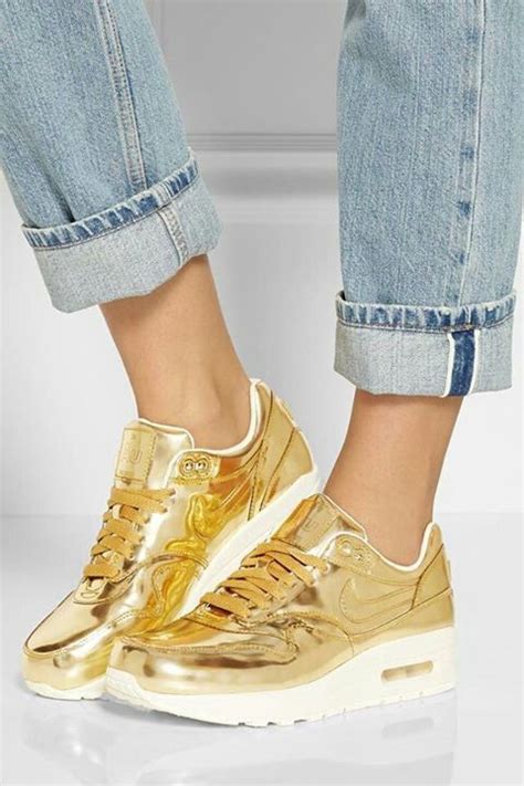 Gold metallic Nike sneakers. | Fashion, Nike shoes outlet, Nike air max