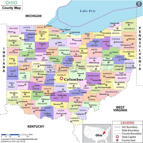 Ohio Map With Counties Cities - Viole Jesselyn