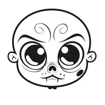 Cartoon Baby Coloring Page With Big Eyes Outline Sketch Drawing Vector, Hyper Realistic Drawing ...
