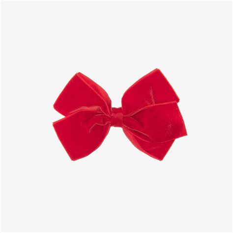 Bowtique London - Red Velvet Bow Hair Clip (11cm) | Childrensalon