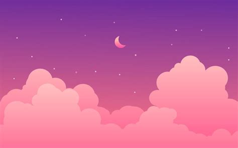 Premium Vector | Dreamy night sky illustration with moon ,stars and clouds