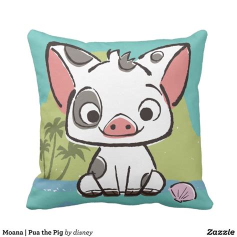 Moana | Pua The Pot Bellied Pig Throw Pillow | Zazzle | Drawing cartoon ...