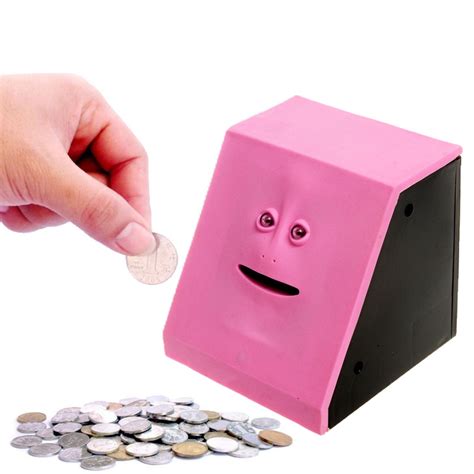 Electric Face Coin Bank,Face Money Eating Chewing Box,Cute Face Coin Collection Box,Battery ...