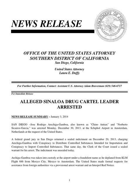 Cas14press Release of The Amsterdam Arrest of Sinaloa Cartel's El Chino Antrax-2013 ...