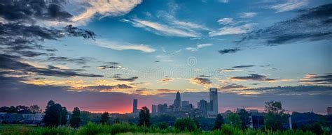 Early Morning Sunrise Over Charlotte North Carolina Skyline Stock Image ...