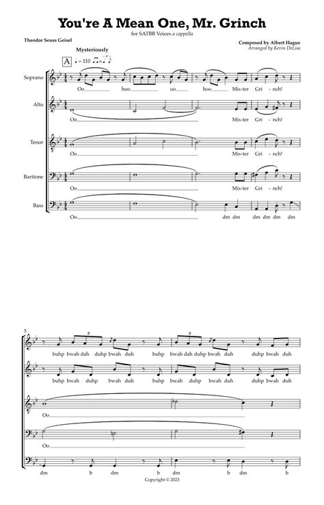 You're A Mean One, Mr. Grinch (arr. Kevin DeLisa) Sheet Music | Albert Hague | Choir