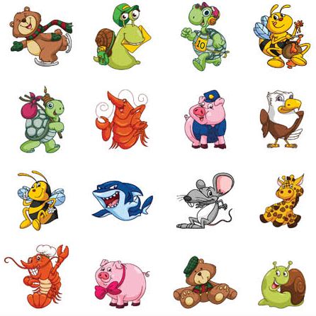 Funny Cartoon Animals vector free download