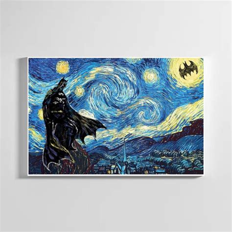 Batman starry night Van Gogh Art Classic bedroom art Canvas | Etsy