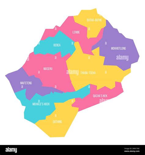 Lesotho political map of administrative divisions - districts. Colorful ...