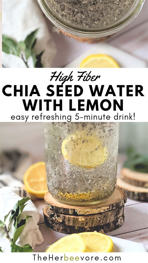 Lemon and Chia Water Recipe (High Fiber) - The Herbeevore