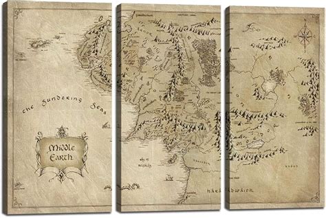 LotR Map, Middle Earth canvas, Map of Middle Earth, LotR canvas, LotR wall art, Middle Earth art ...