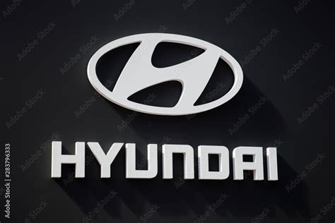 Detail from Hyundai logo. Hyundai is South Korean multinational automotive manufacturer ...