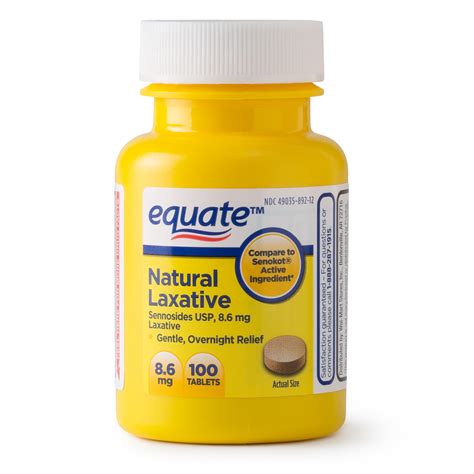 Equate Natural Laxative Sennosides USP Tablets, 8.6 mg, 100 Ct - Walmart.com