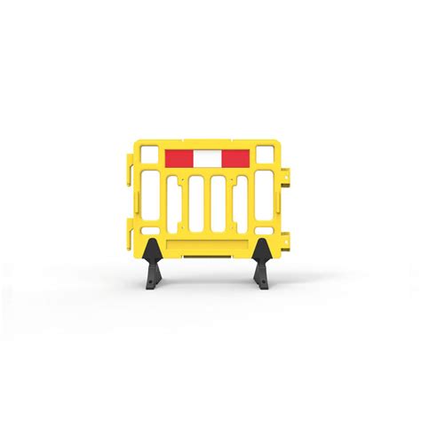 Plastic Fence Barrier with Rubber Foot 1100 x 1000mm - Hi-vis Yellow with Reflective Panels ...