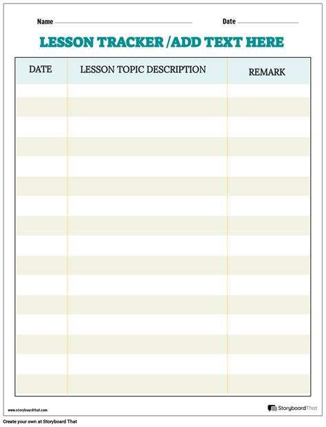 Solid Lines Based Table Worksheet Template Storyboard