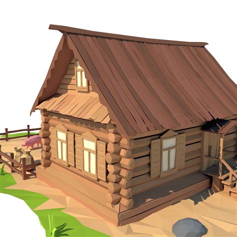 wooden house cartoon 3d max