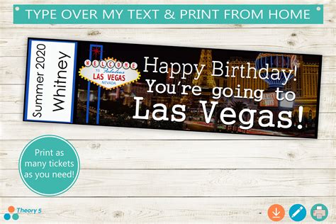 Printable and Editable Tickets to Las Vegas // Adobe Editable | Etsy ...