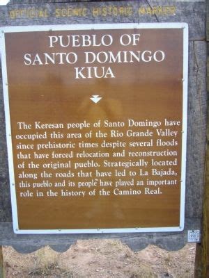 Pueblo of Santo Domingo Kiua Historical Marker