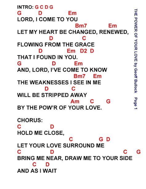 POWER OF YOUR LOVE - lyrics and chords ~ Faith and Music