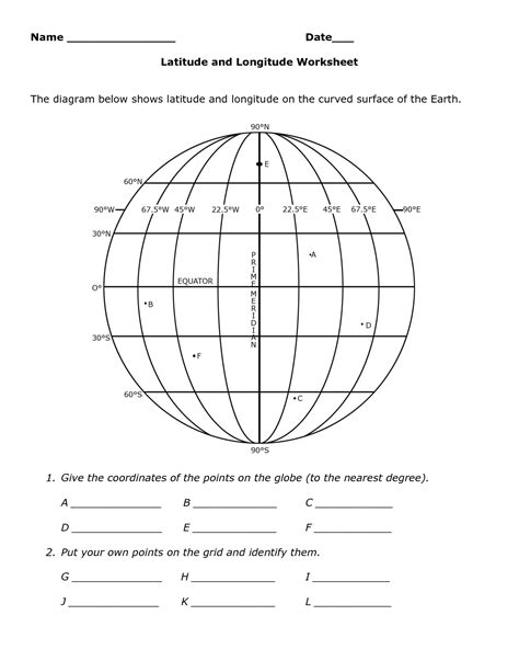 Lines Of Latitude And Longitude Worksheets