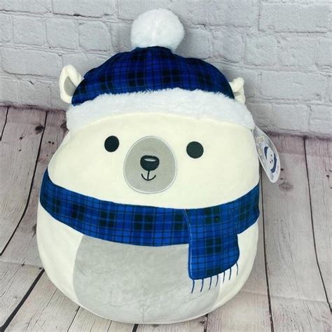 Squishmallows | Toys | Squishmallow Brooke Polar Bear Plush 4 Blue Scarf Holiday Christmas New ...