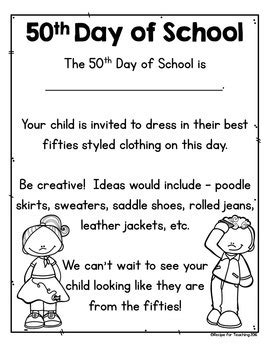 50th Day of School Activities by Recipe for Teaching | TpT