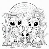 Printable Colouring Book  Alien Family Etsy sketch template
