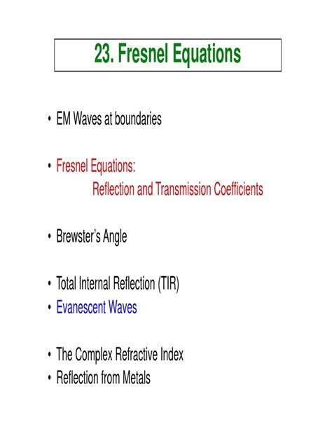 Fresnel Equations | Reflection (Physics) | Waves