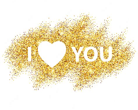 Premium Vector | I love you message and heart golden glitter design.