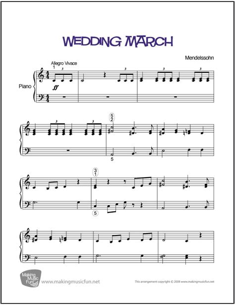 Wedding March (Mendelssohn) | Easy Piano Sheet Music (Digital Print)