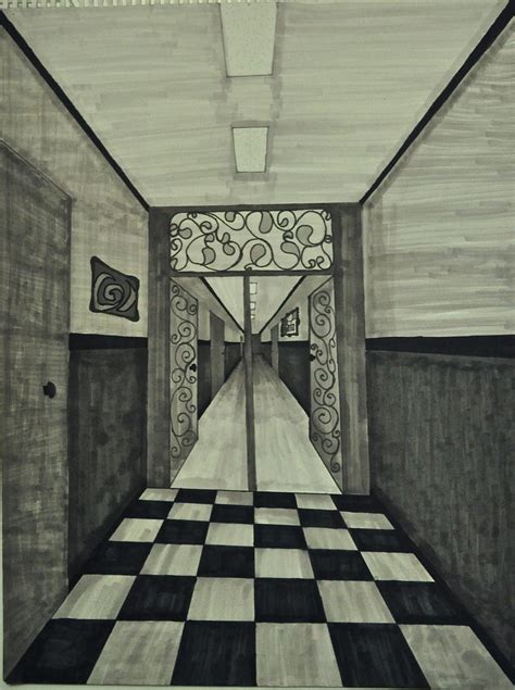 One Point Perspective Hallway by bloodyantivalentines on DeviantArt