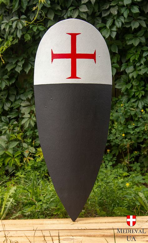 Medieval Kite Shield With Templar Cross Vikings Wooden Shield - Etsy