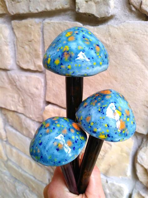 Garden Decor Ceramic Mushroom Stakes Outdoor Garden Stakes - Etsy