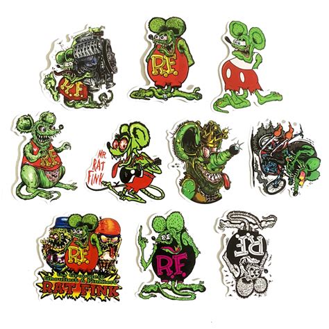 10Pcs Cartoon Tales Of The Rat Fink Waterproof Stickers For Laptop Stickers Motorcycle Bicycle ...