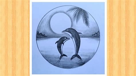 Dolphin Easy Beach Scenery Drawing - Goimages Super