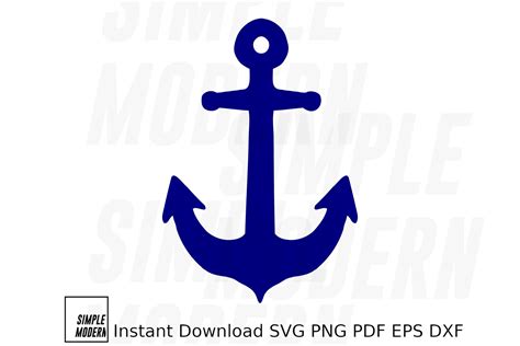 Blue Navy Anchor Vector Art - Simple Modern SVG