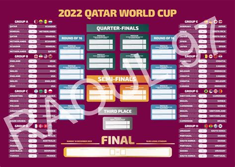 World Cup 2022 wallChart A3, Health & Nutrition, Health Supplements, Sports & Fitness Nutrition ...